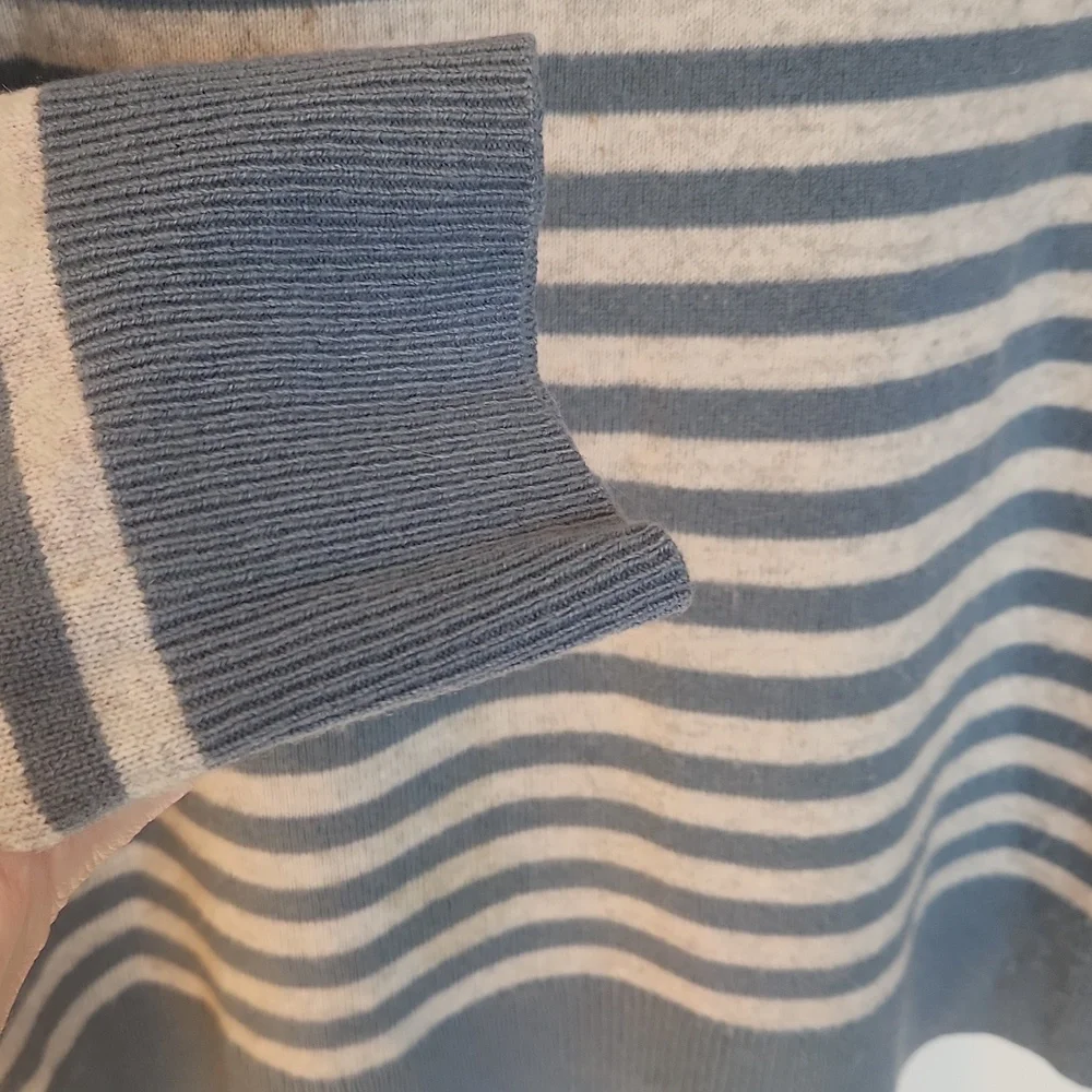 Striped Blue and Gray Sweater By VINCE - Picture 5 of 6